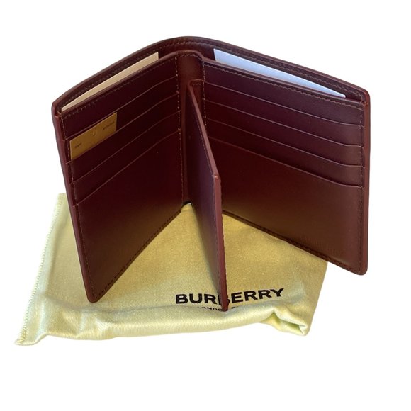 Burberry Ronan Oxblood Leather Logo Bifold Wallet with removable ID wallet - Picture 4 of 15